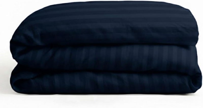 BEDDING ZONE Multi-Colored Luxury Stripe Duvet Cover - Zipper Closure Navy  Double (200X200) - Image 1
